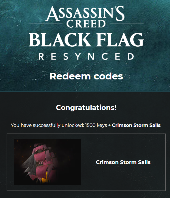 Redeem Code Assassin's black flag resynced
